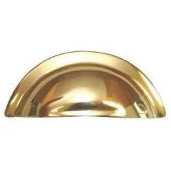 Poignée Coquille épaisse Laiton - Décor : Poli - : - Entraxe : 64 Mm - Hauteur : 40 Mm - Longueur : 96 Mm - Profondeur : 18 Mm - DUBOIS - Longueur : 96 Mm